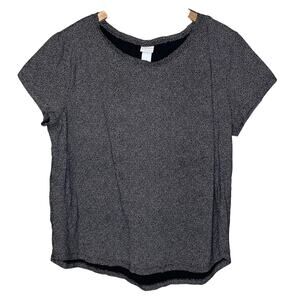 H&M Basics Black Speckled Short Sleeve Crew Neck Relaxed Fit Cotton Tee Large